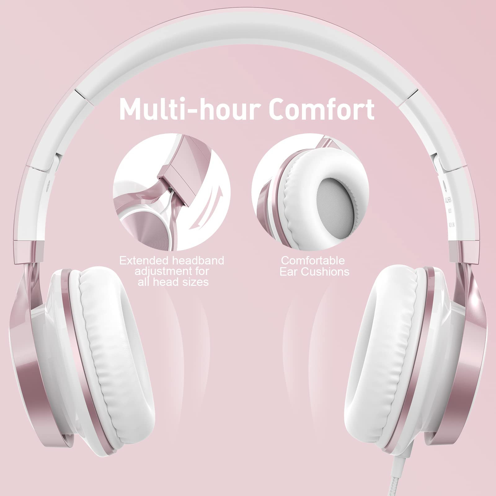 Kids Headphones AILIHEN Headphones for School Girls Wired On-Ear Headsets wit