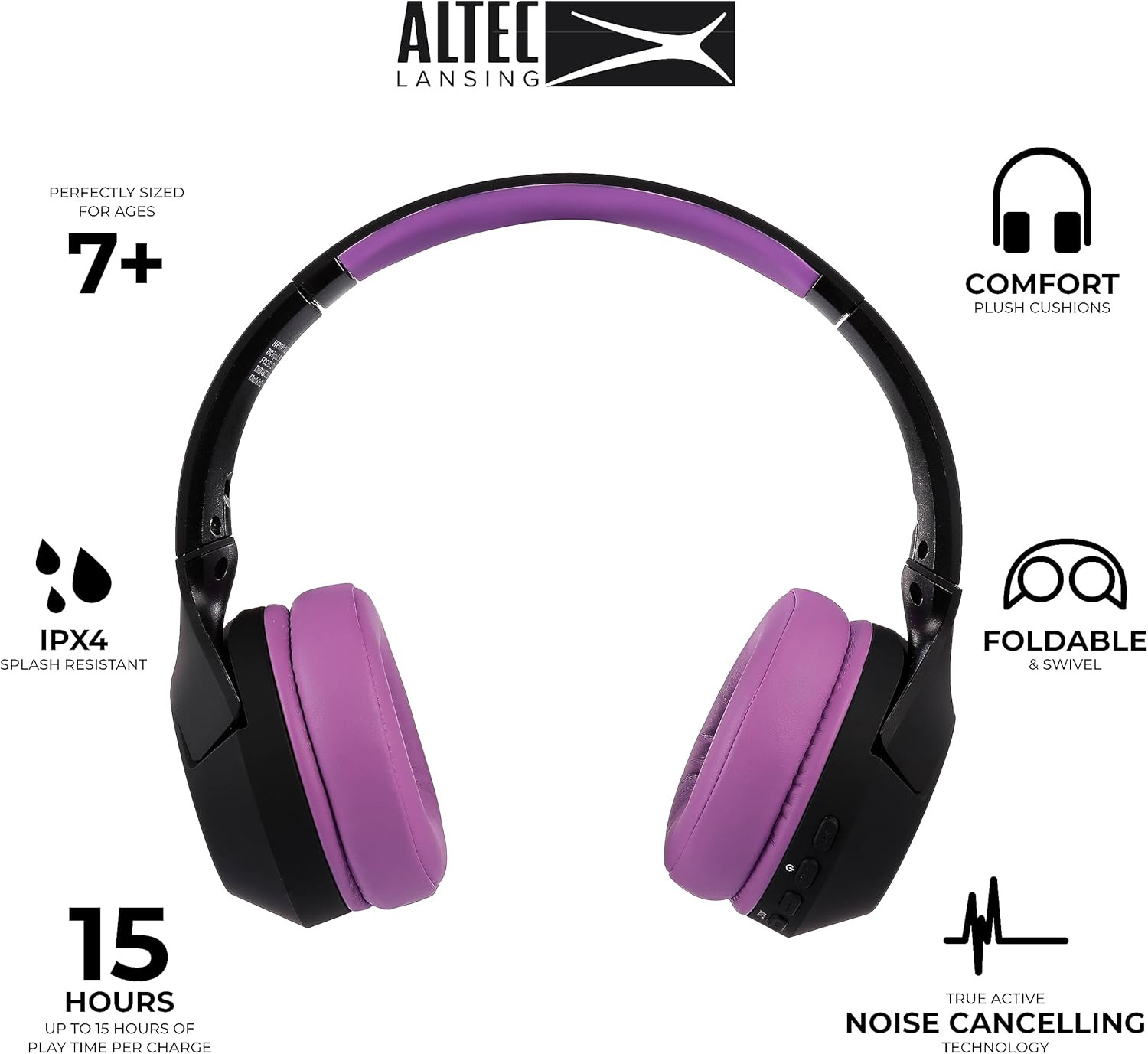 Kid Safe Noise Cancelling Wireless Headphones 15H Battery, 85Db Volume Limit, Fo