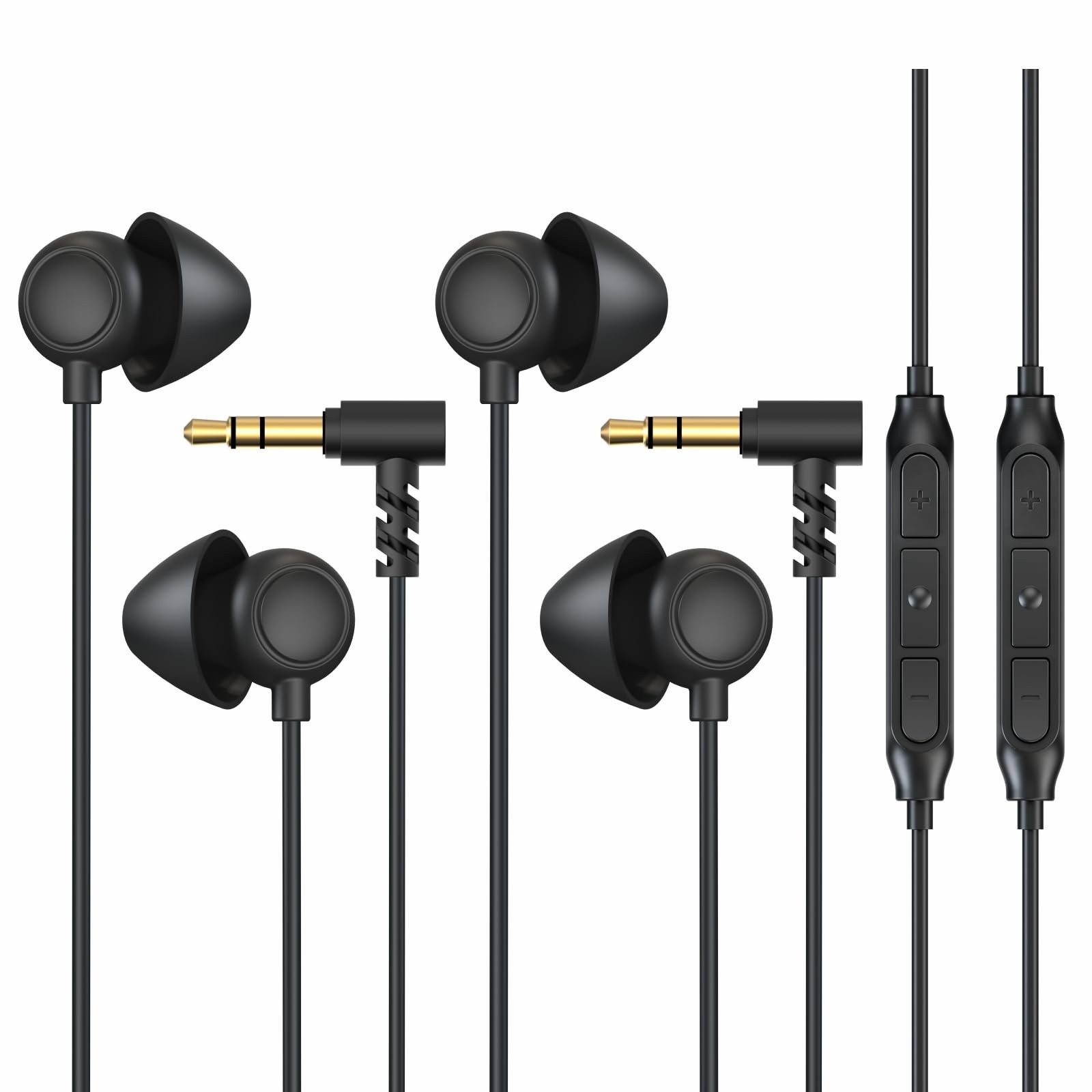 Hearprotek Sleep Earbuds, 2 Pairs Soft Comfortable in-Ear Standard, Black