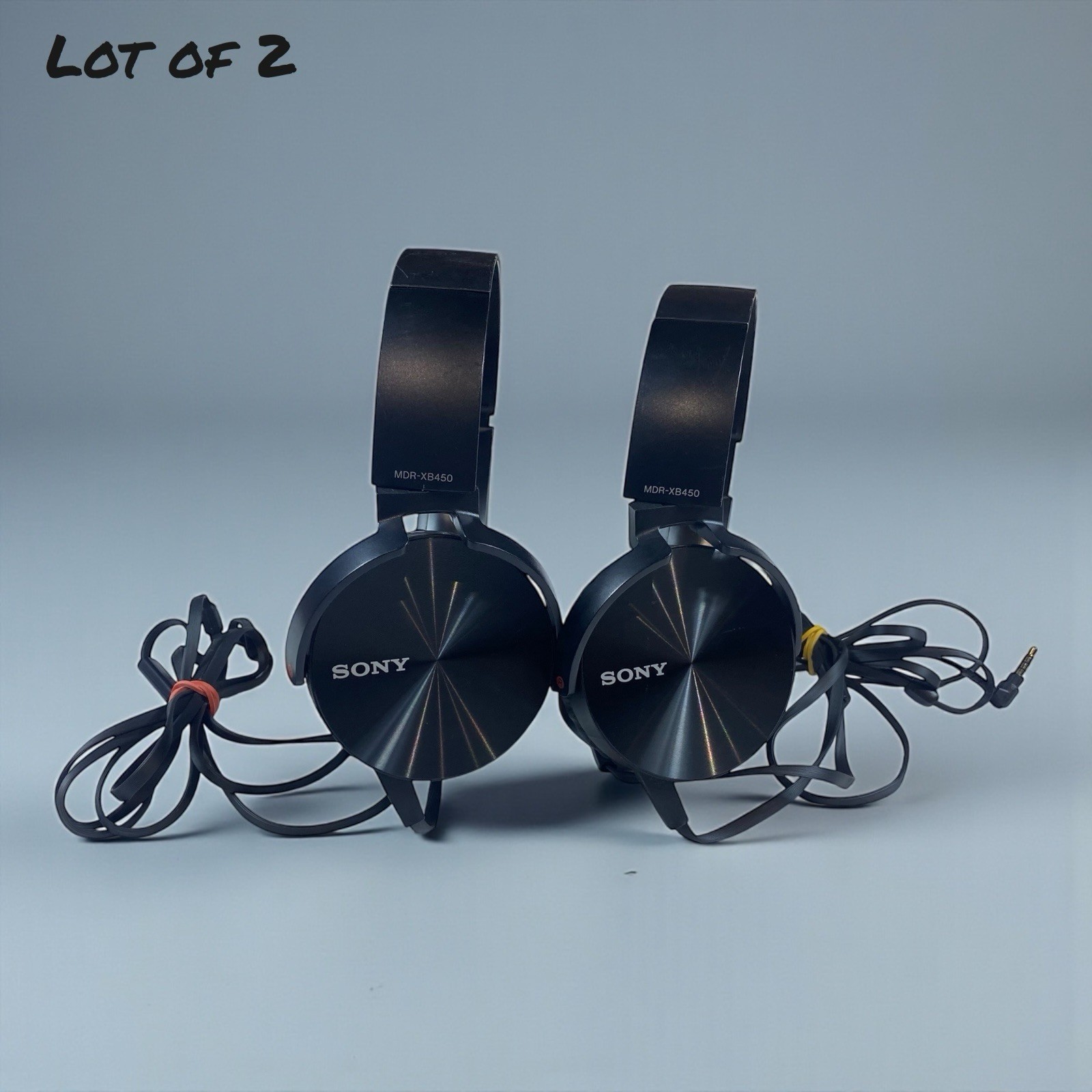 Lot Of 2 Sony Headphones MDR-XB450AP Extra Bass Black Wired Noise Isolation