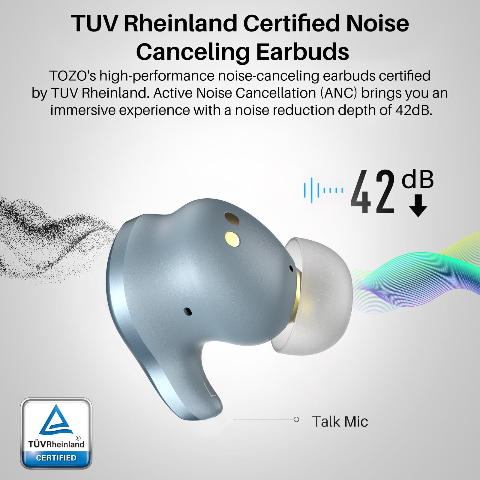 TOZO Golden X1 Wireless Earbuds Bluetooth 5.3 ENC ANC Headphones – Sierra Blue