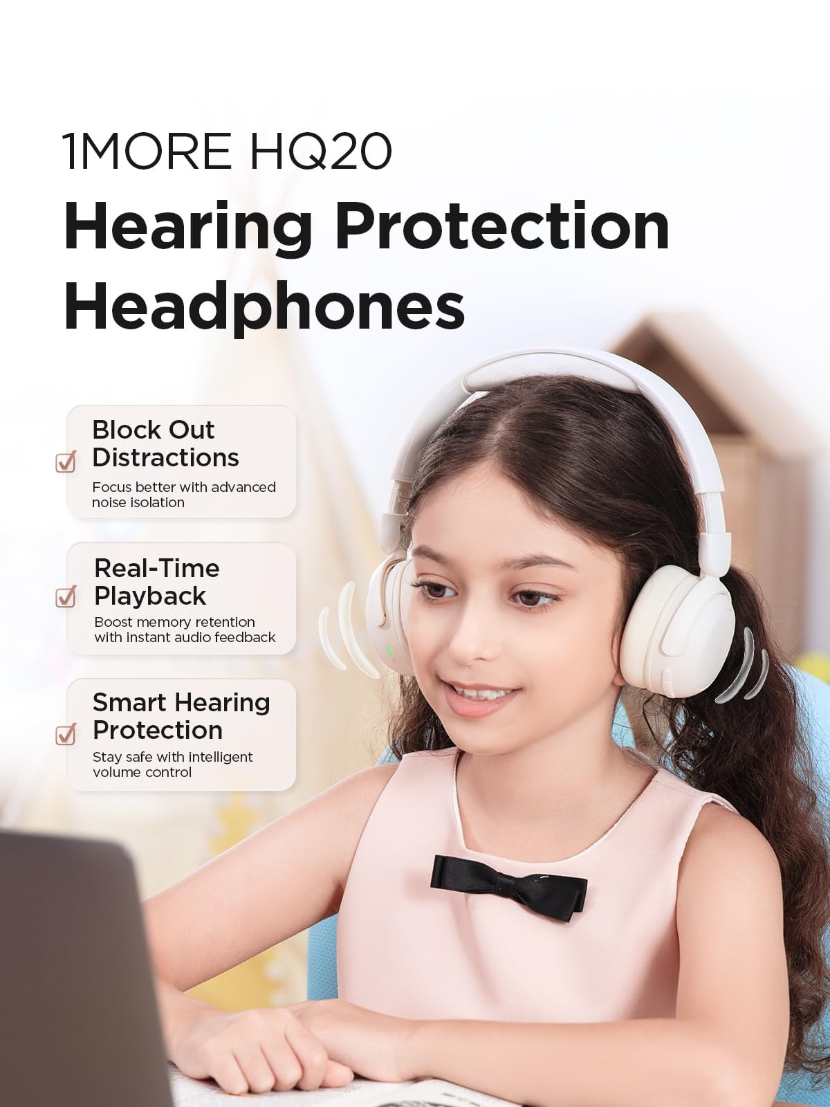 1MORE HQ20 Kids Headphones, Noise Cancelling Headphones for Kids, Smart Heari…