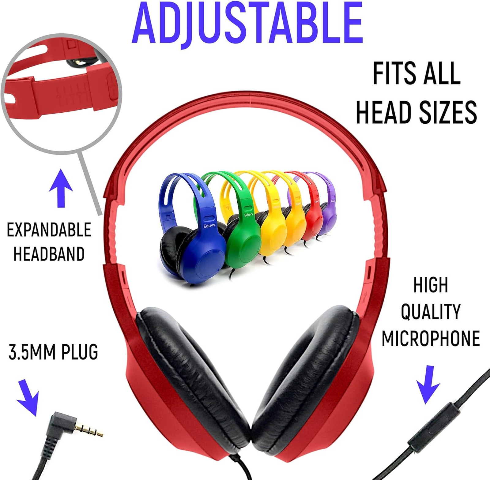Bulk Wired Headphones for Classroom with Microphone, Heavy-Duty School Pack for