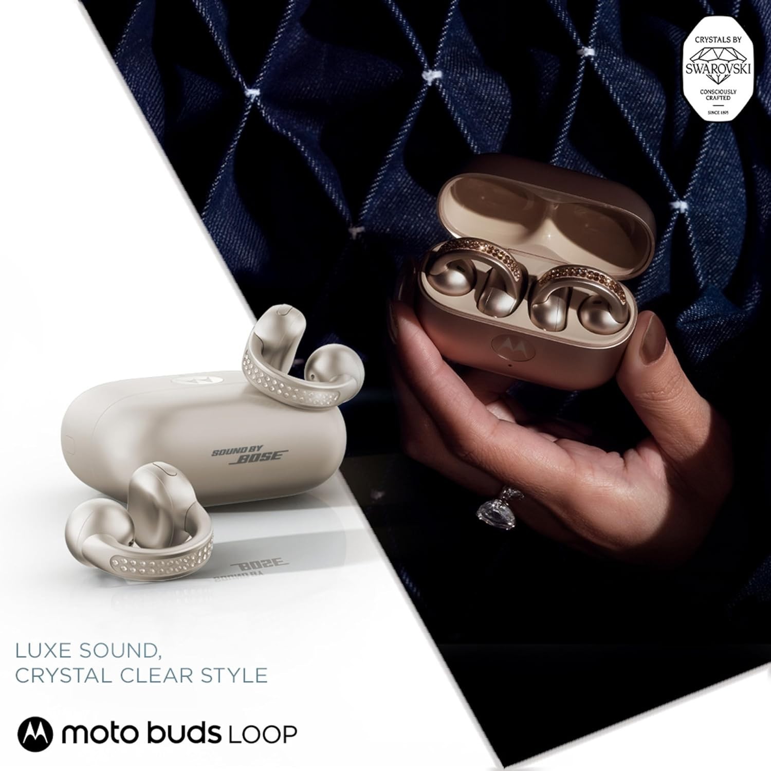 Motorola Moto Buds Loop with Sound by Bose True Wireless Earphones – French Oak