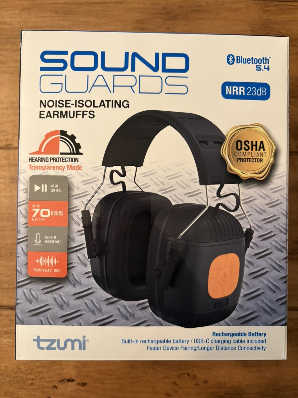 Tzumi Sound Guards Noise Isolating Earmuffs Bluetooth OSHA Compliant NRR23db New