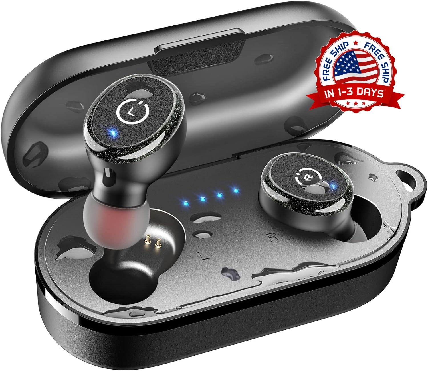 Auriculares inalámbricos con estuche de carga resistentes al agua IPX8 US NUEVO
