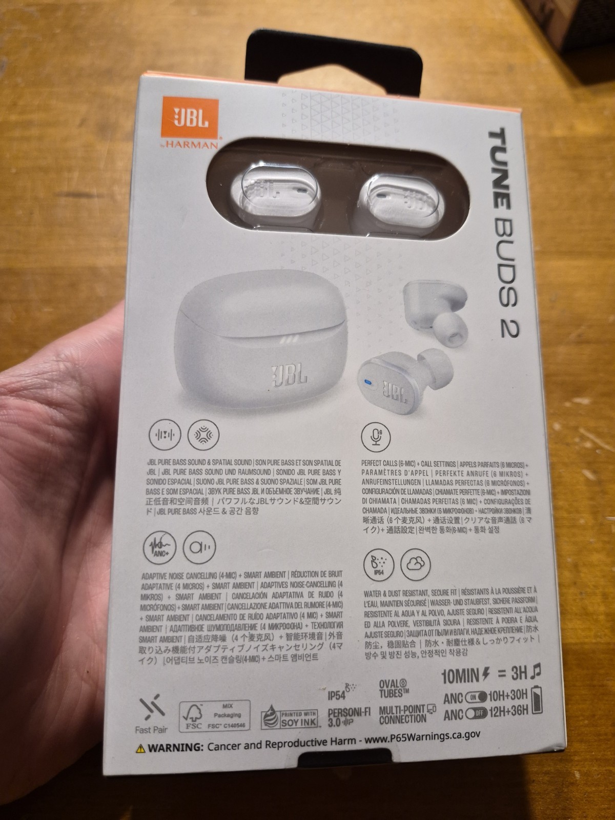 JBL White Tune Buds 2 Earbuds Perfect Fit Adaptive Noise Cancelling Zero Noise