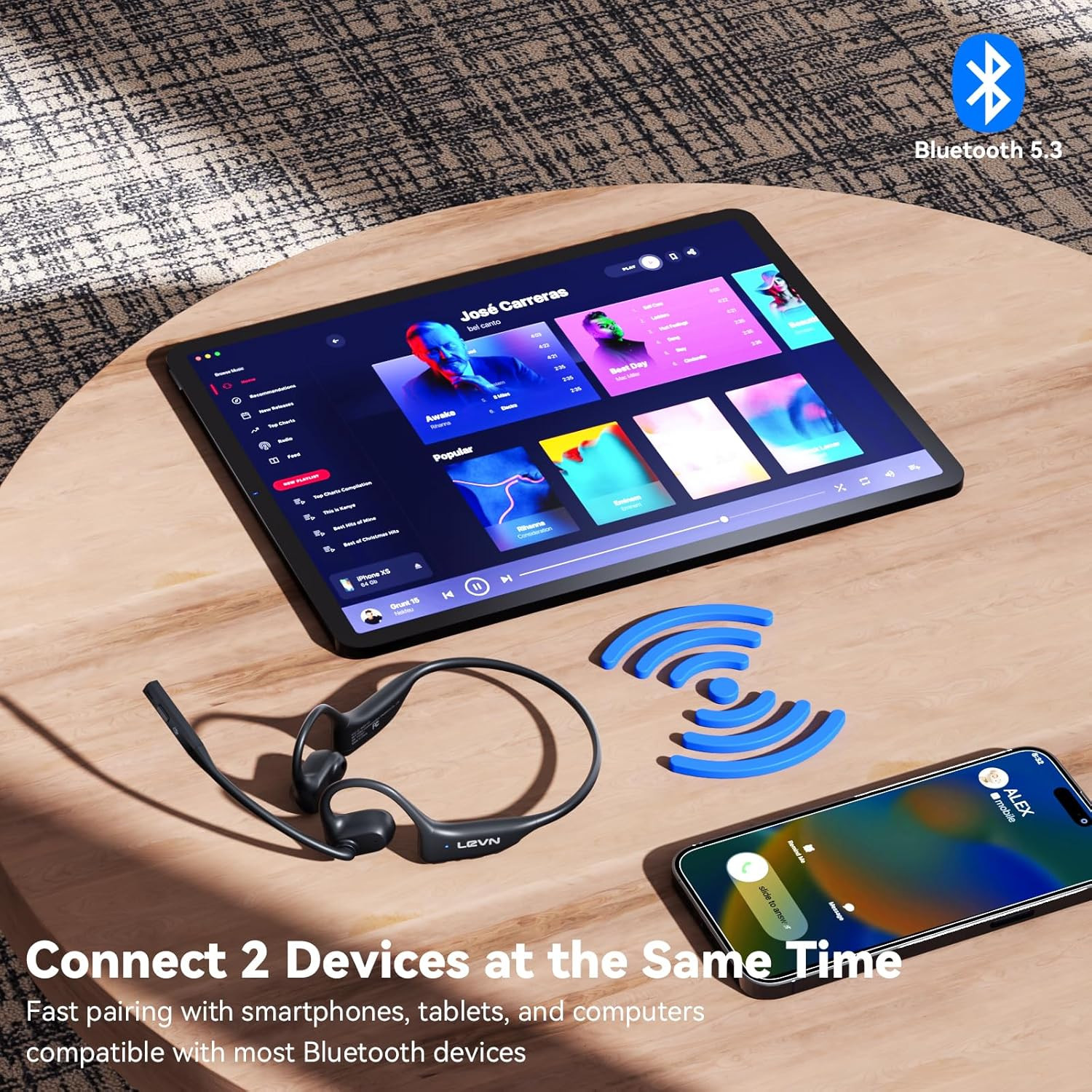 Open Ear Headphones with Mic, 29G Bluetooth Headset with Microphone, Bluetooth H
