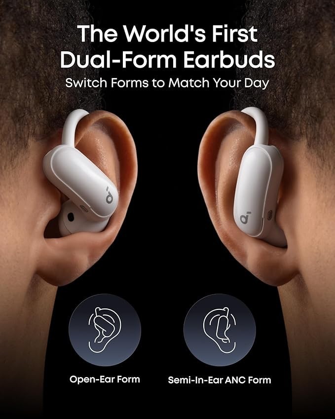 Soundcore AeroFit 2 Pro by Anker, Open-Ear Semi-in-Ear Active Noise Cancellation