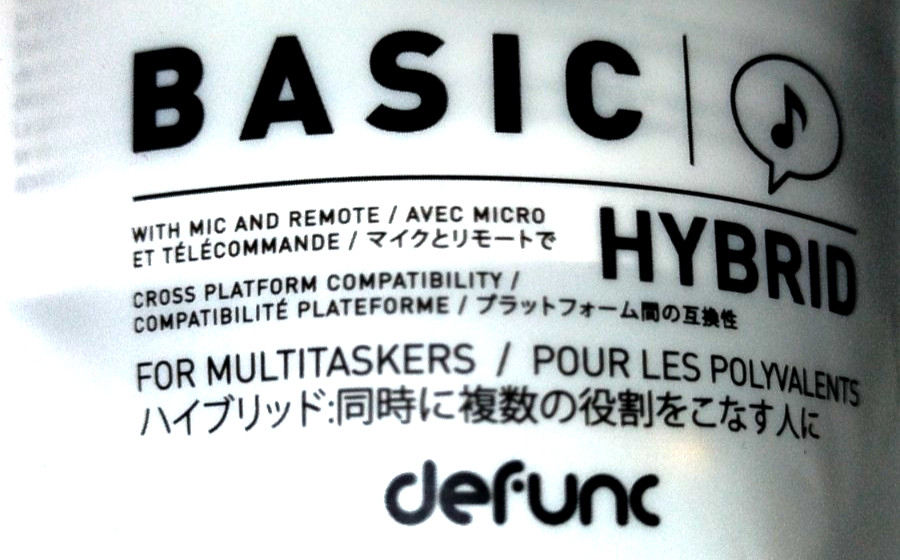 Earbud Earphones with Mic and Remote- White DeFunc BASIC HYBRID