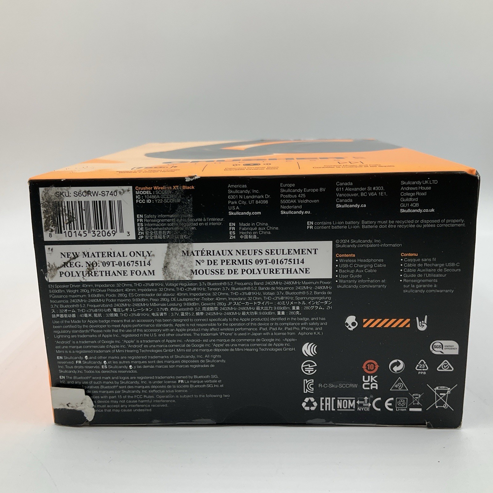 NEW Skullcandy Crusher XT Wireless Foldable Over-Ear Headphones SCCRW