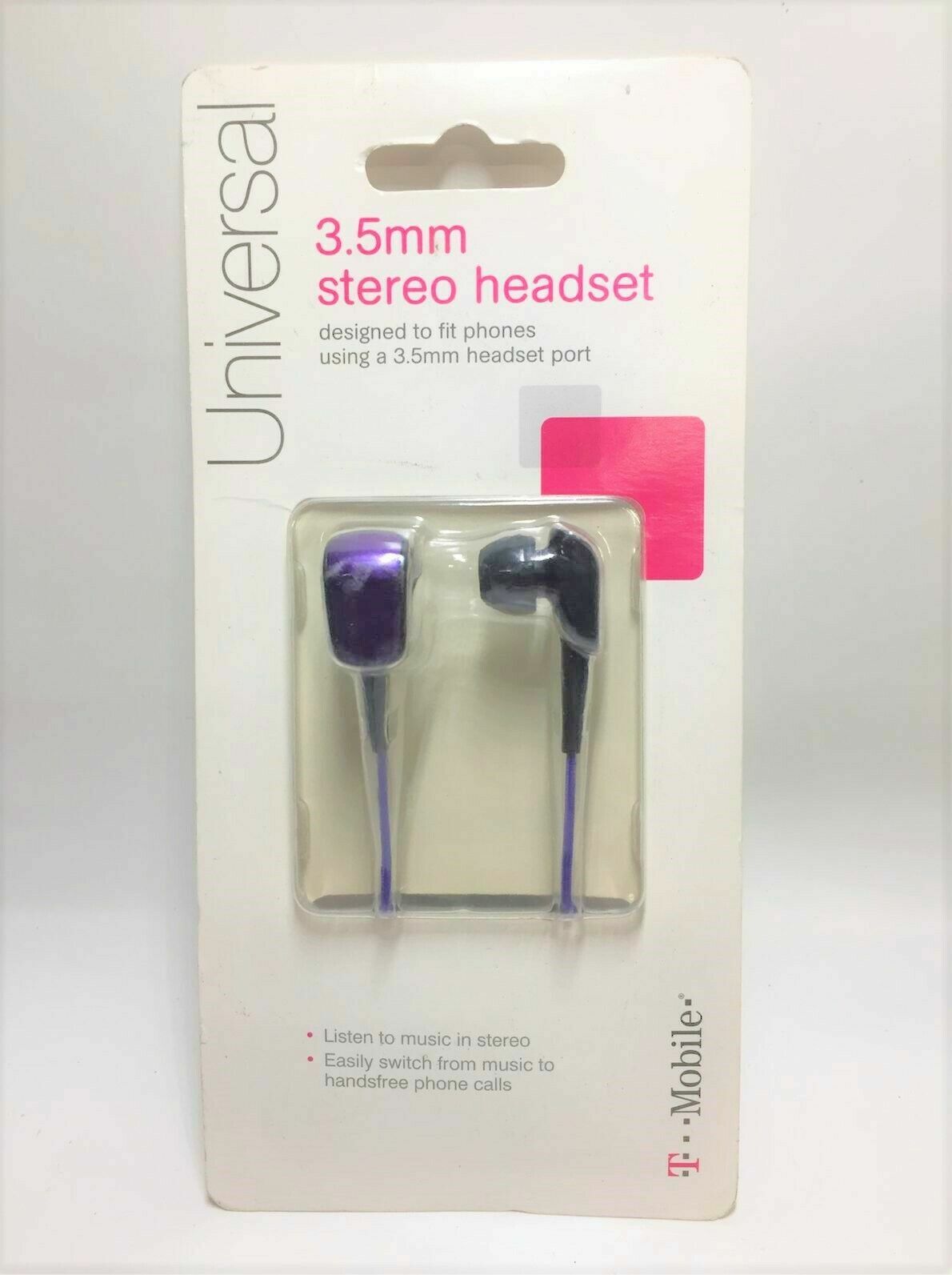 T-Mobile Stereo String Headset 3.5mm W/ Mic Original TMobile, Purple/Black