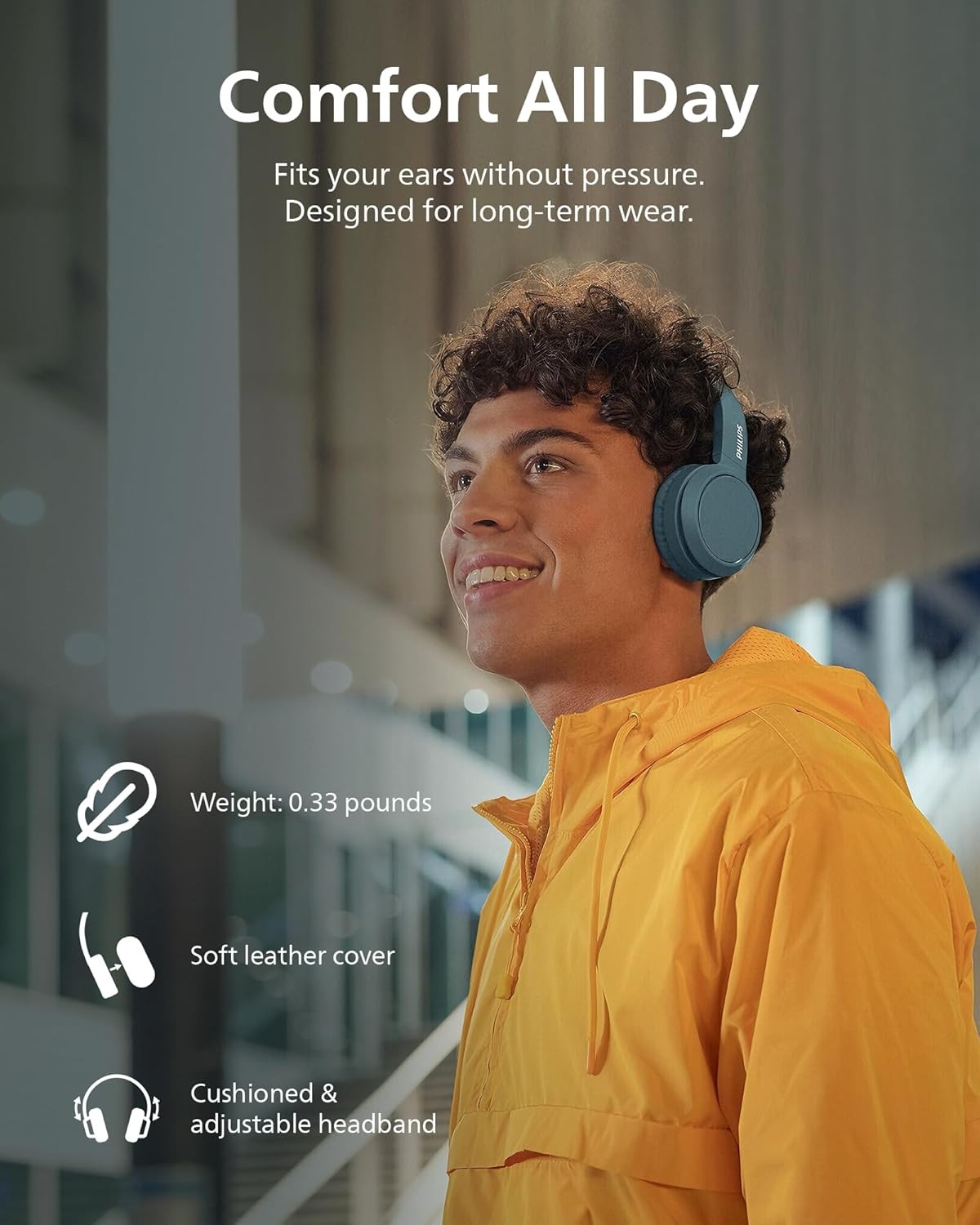 PHILIPS On-Ear Headphones, Bass Boost, 32mm Drivers, 29Hr Battery time, H4205