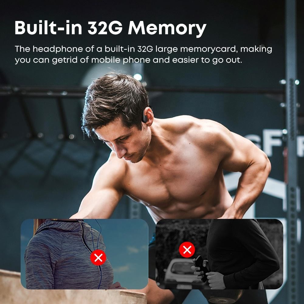 Bone Conduction Headphones Wireless BT 5.4 Open Ear Waterproof Sport