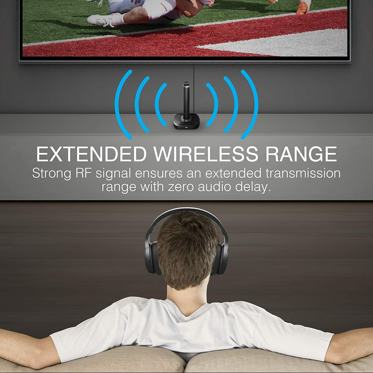 Brookstone Airphones Wireless RF TV Headphones with Audio/Charging Dock