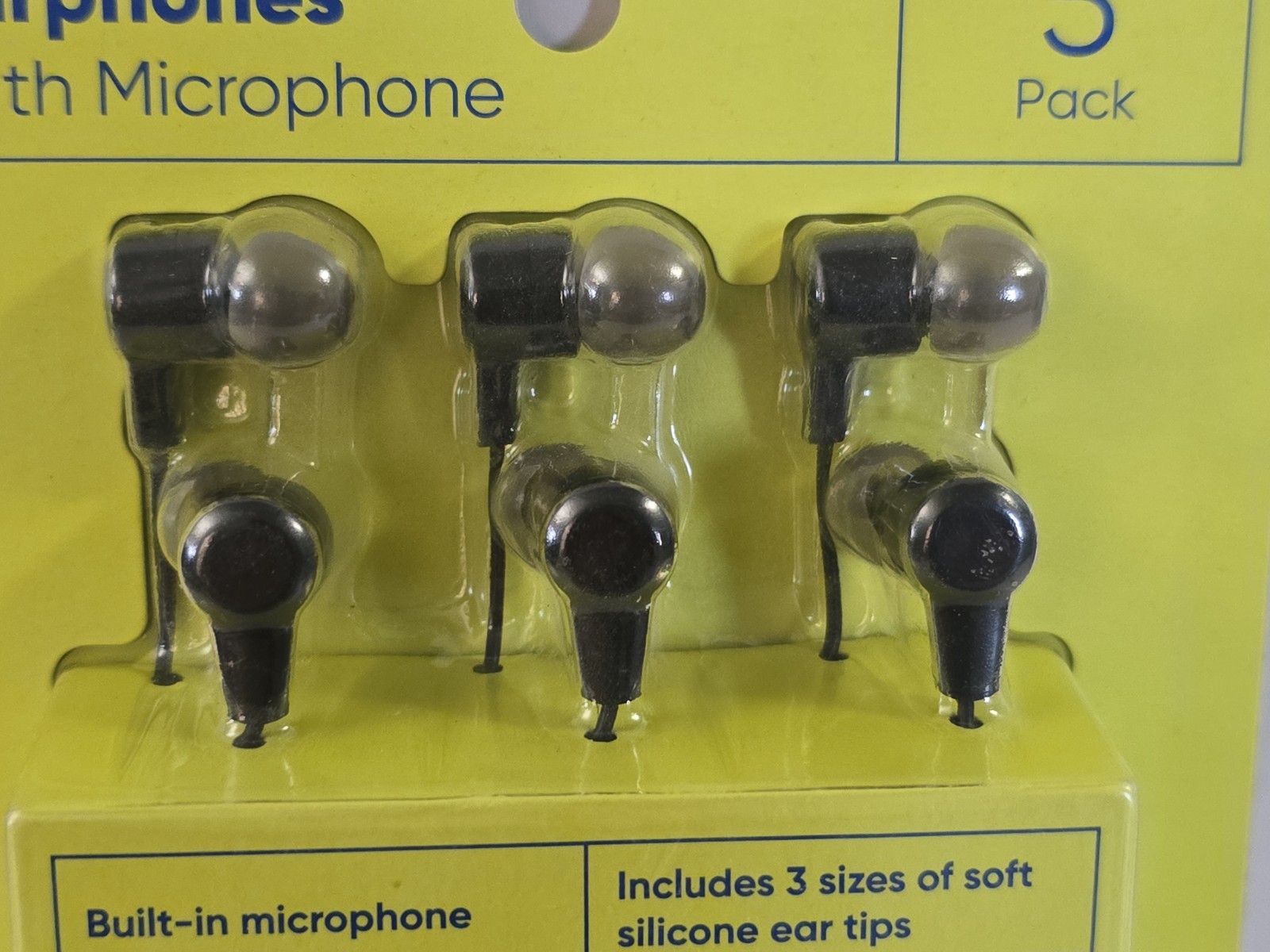 New onn 5-Pack Wired Earbuds, Black With Microphone