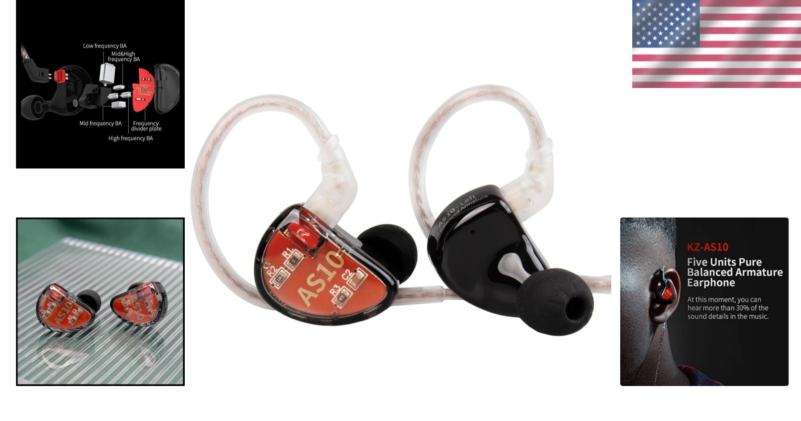 Ultimate KZ AS10 IEM Earbuds: 5 Drivers with Exceptional Sound Isolation