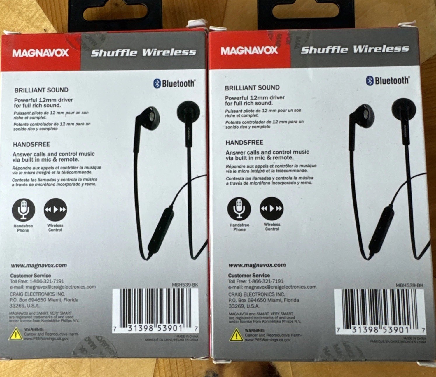 Magnavox Shuffle Wireless Bluetooth Ear Bud Headphones Lot of 2 – MBH539-B3