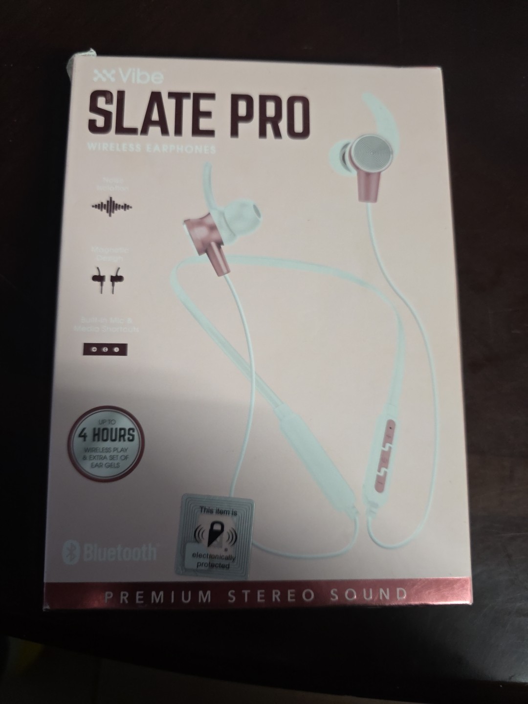 Vibe Slate Pro Wireless Bluetooth Earphones Running/Jogging Pink/White Free Ship