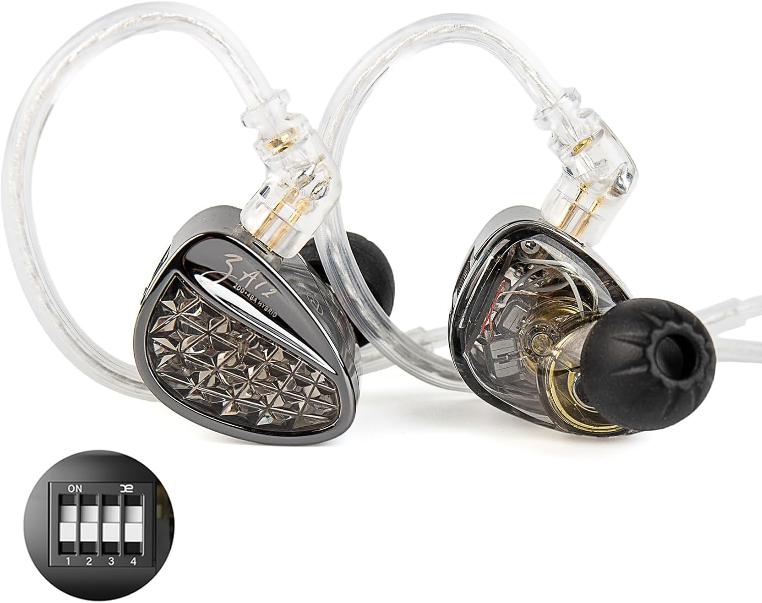 Audifonos In Ear Monitor KZ ZA12 Auriculares Hibridos 2DD 4BA Cable de Plata