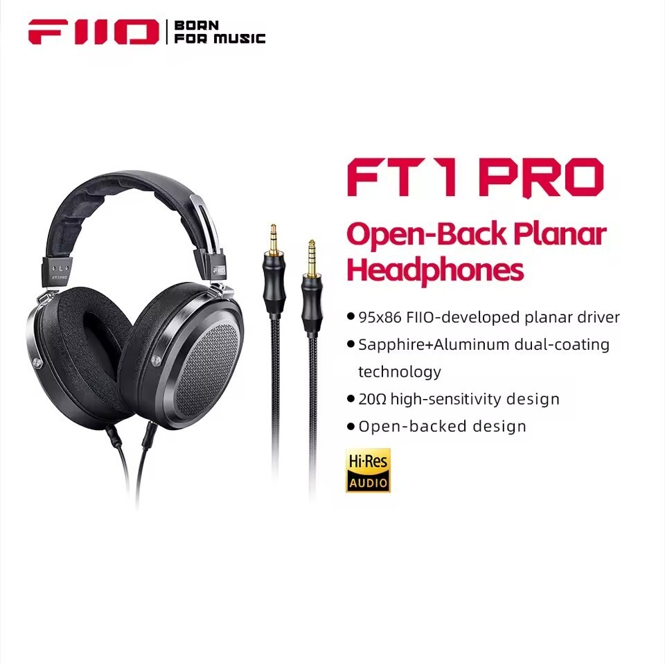 Fiio FT1 Pro Headphone Open Flat Headband Wired Hifi Headphones 1μm Ultra-slim