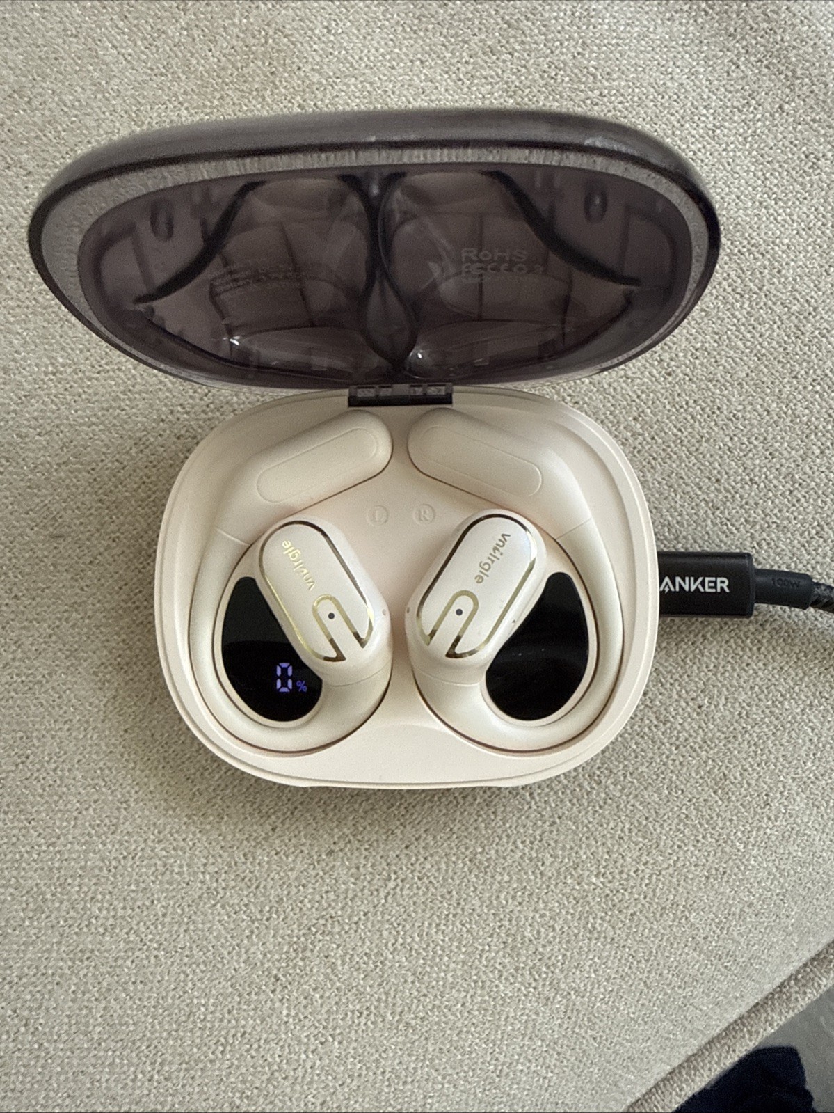 Vnilrgle T15 Open Earbuds Ear-hook Beige Black Earbud In Ear Wireless Stereo