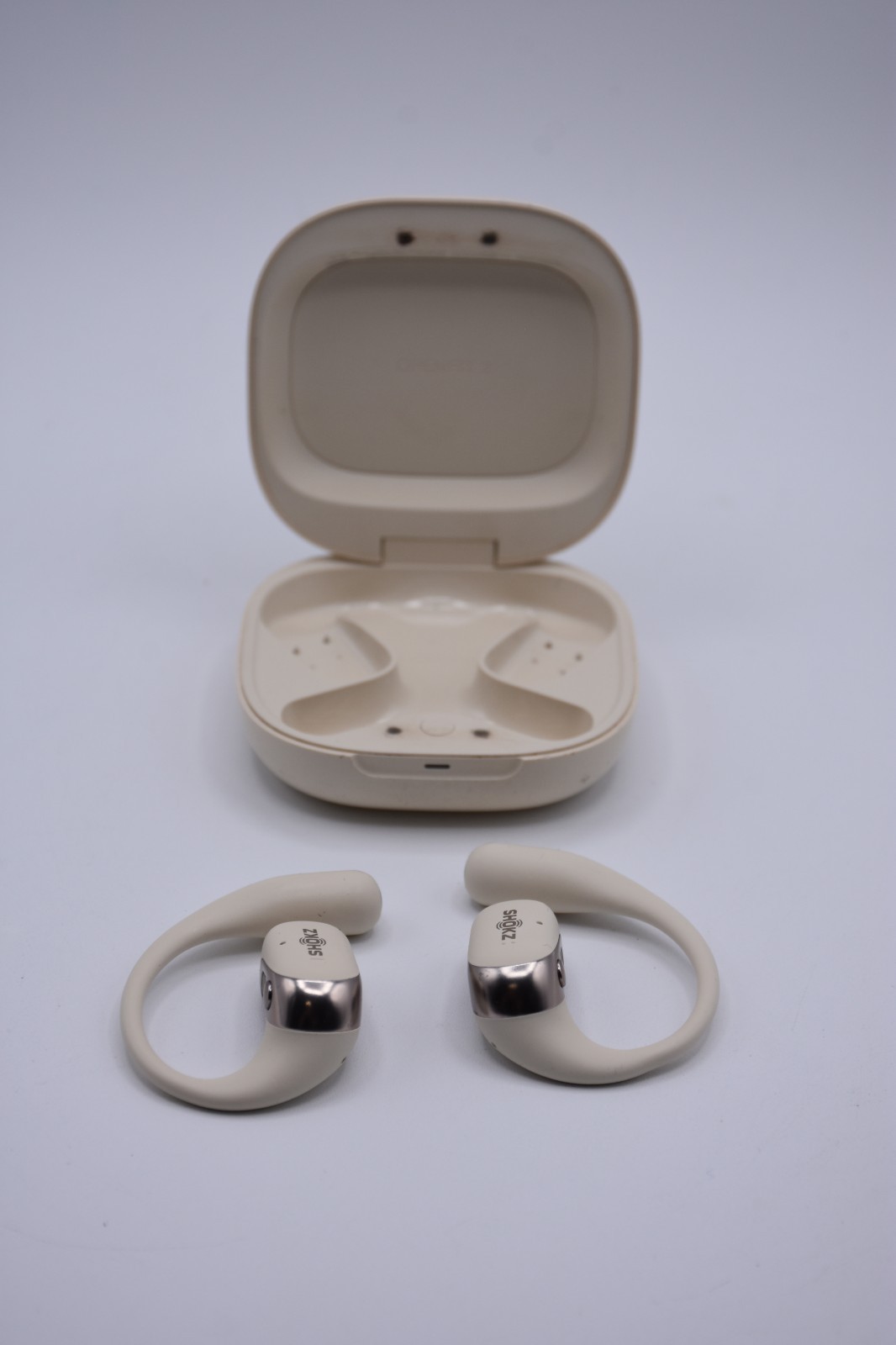 Shokz OpenFit 2 True Wireless Open-Ear Earbuds Beige with Charging Case