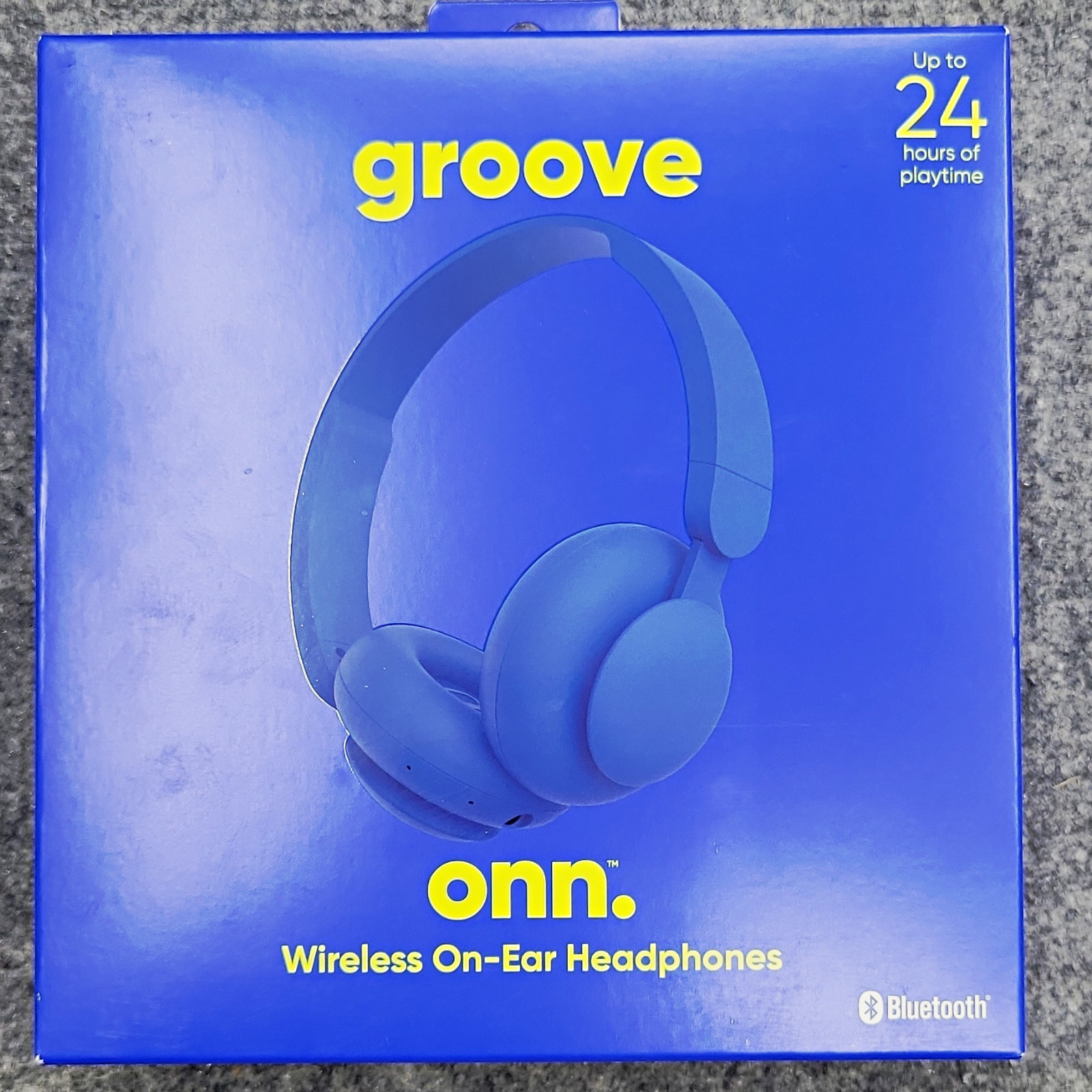 onn. groove Bluetooth Wireless On-Ear Headphones Built-In Mic Foldaway Blue