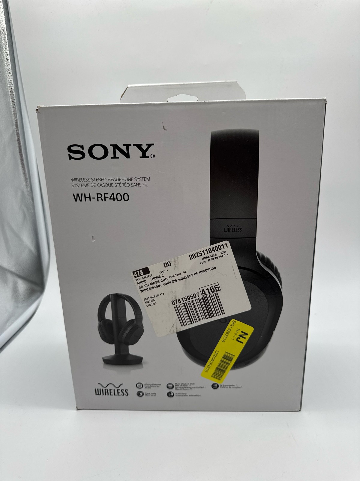 Sony WH-RF400 Wireless Over-Ear Home Theater Headphones 20hr 150ft RF Black