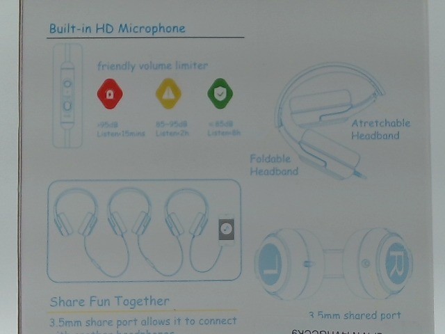 Awatrue Kids 85dB Wired Headphones With Microphone Over-Ear Toddler Headset