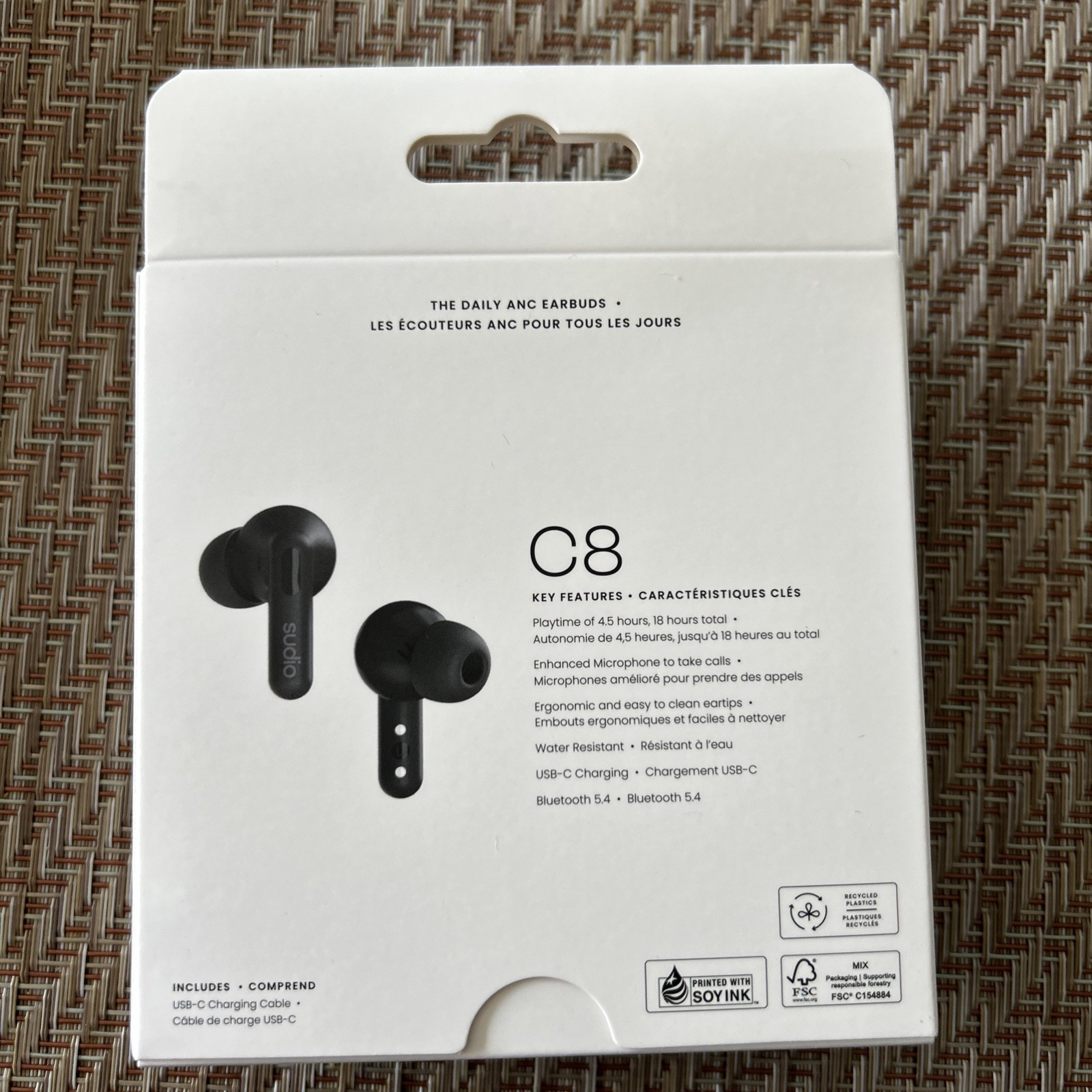 Sudio C8 Noise Cancelling Wireless Bluetooth Earbuds Black Touch Control MSRP$99