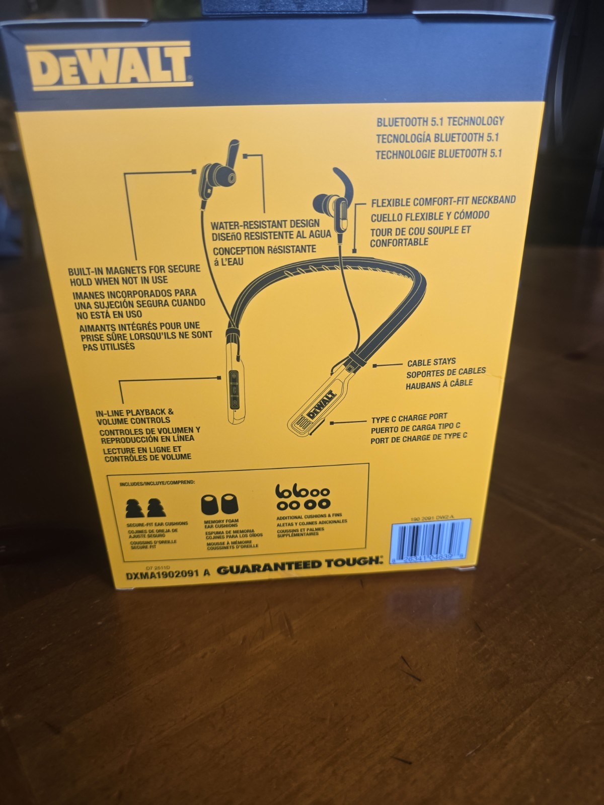 DeWalt Black and Yellow Jobsite Pro Wireless Earphones 190 2091 DW2 A