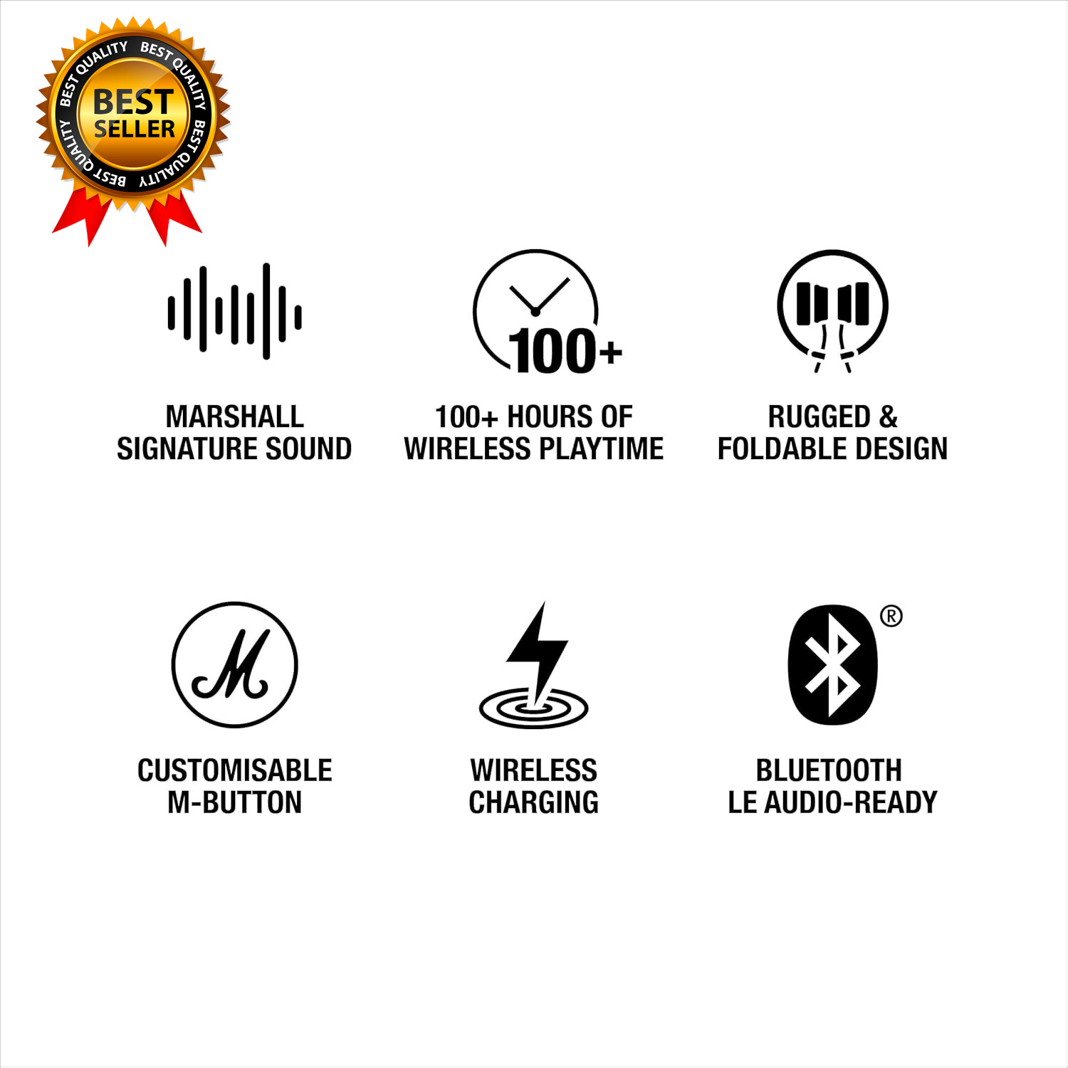 Major V Wireless On-Ear Bluetooth Headphones – 100+ Hr Playtime Detachable