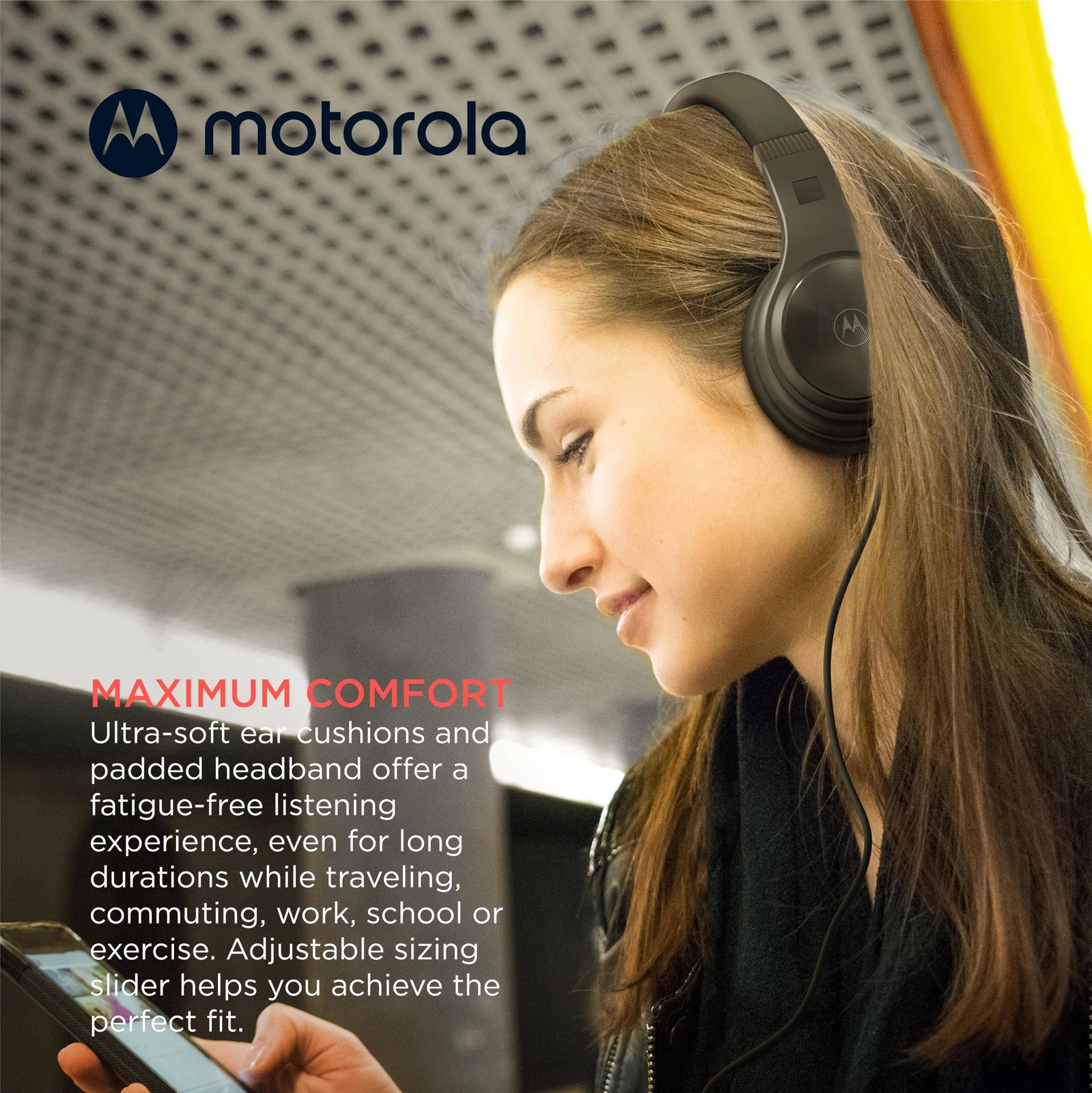 Moto XT120 Over Ear Headphones Wired with Microphone, in-Line Command Control…