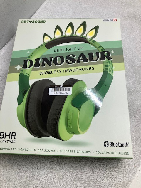Art + Sound LED Light Up Dinosaur Wireless Headphones
