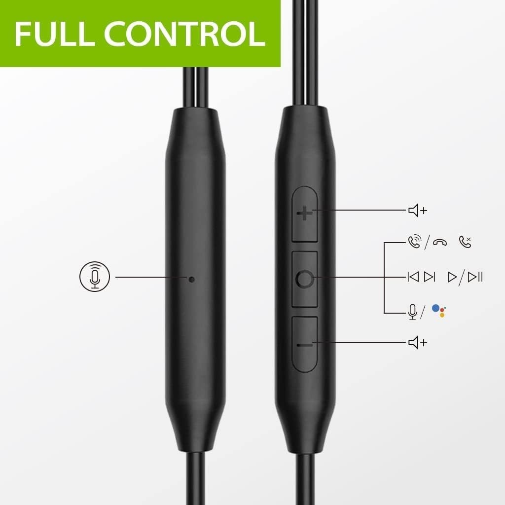 Black Wired Earbuds with Microphone In-Line Volume Control Sport Ear Hook