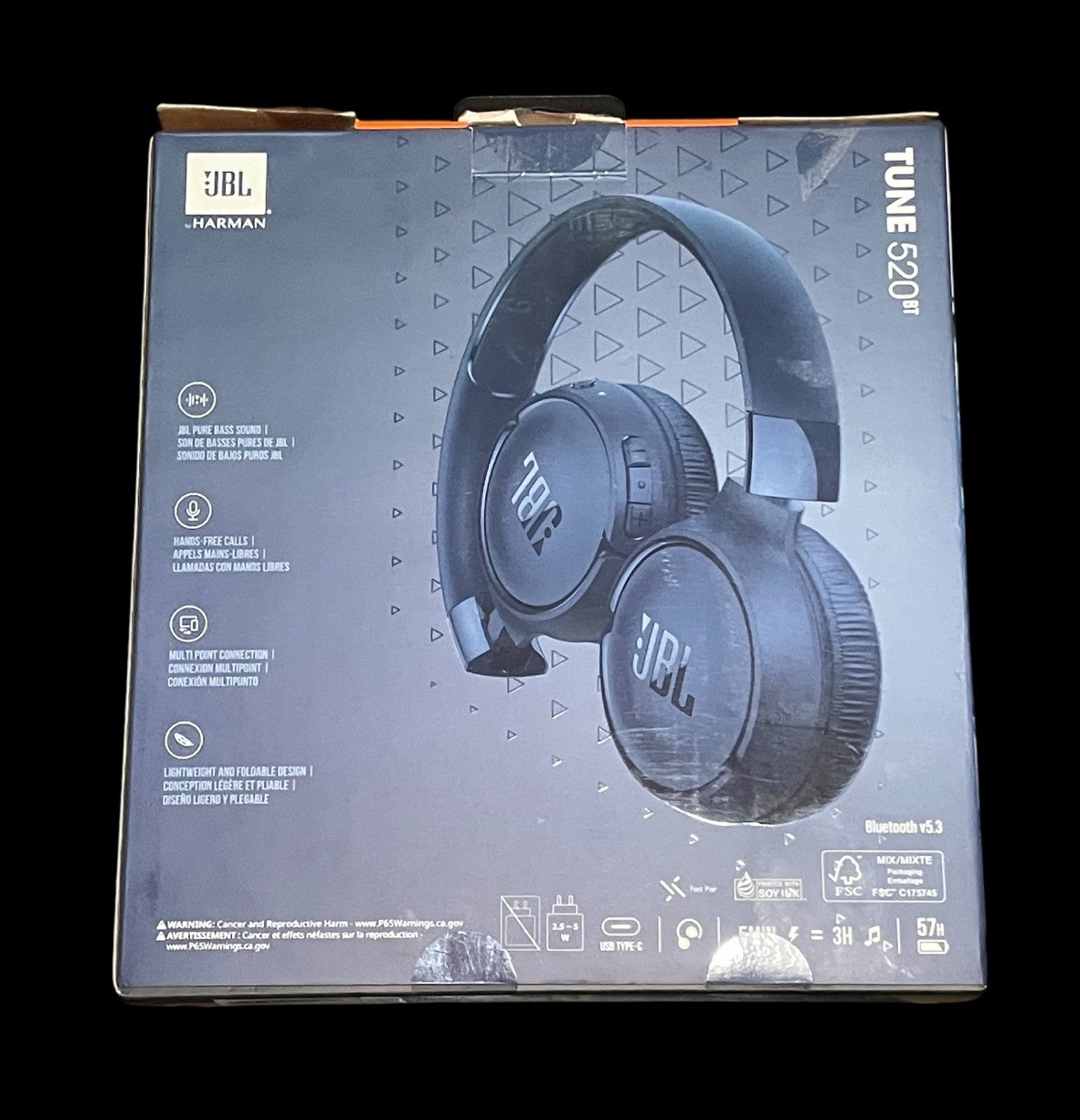 JBL Tune 520BT Wireless Pure Bass Sound Hands-Free Calls On-Ear Headphones(Blue)