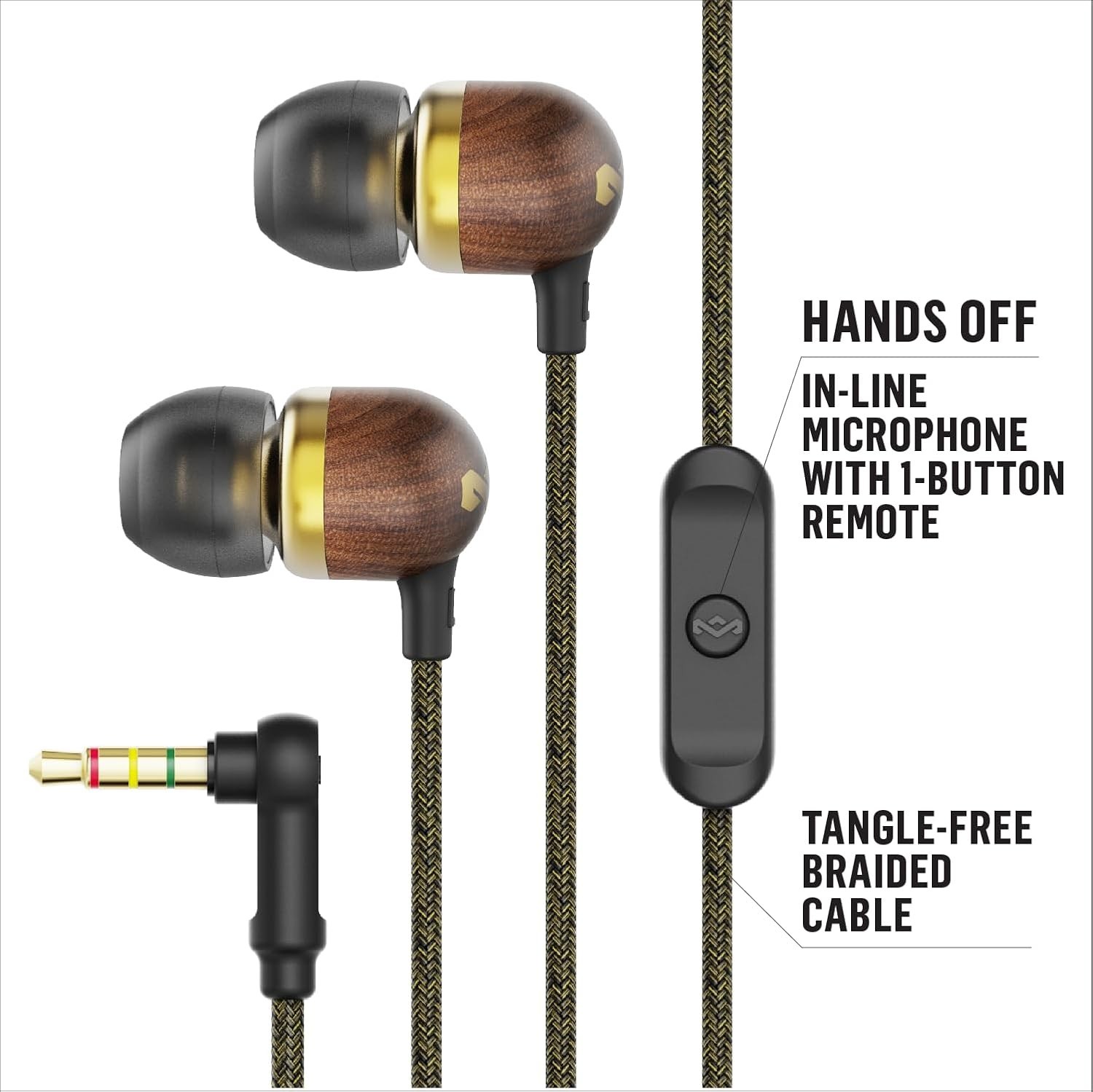 Wired Earphones with Microphone and Noise Isolating Design in Brass Finish