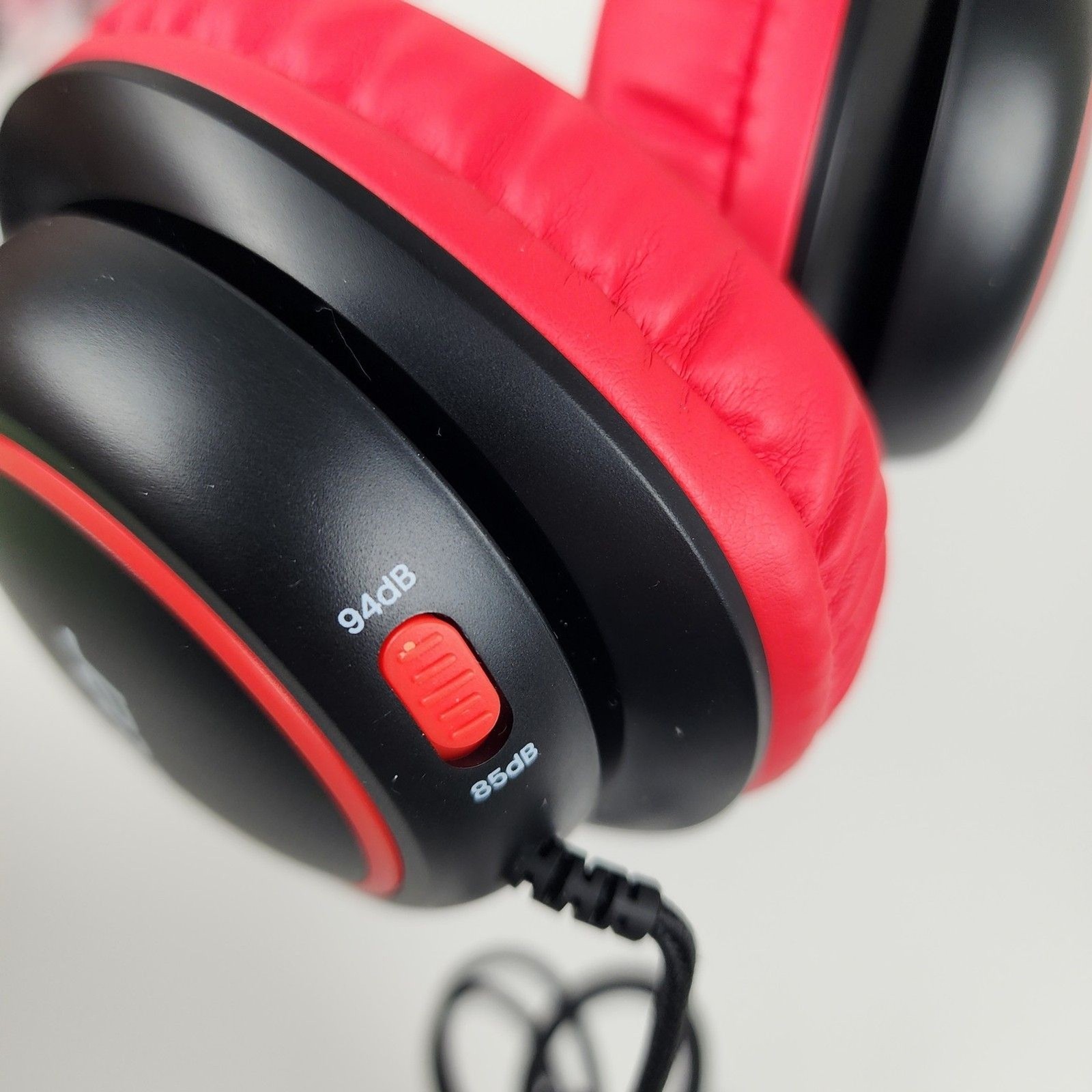 Acer Kids Wired Headphones 85/94dB Safe Volume Foldable School Black Red