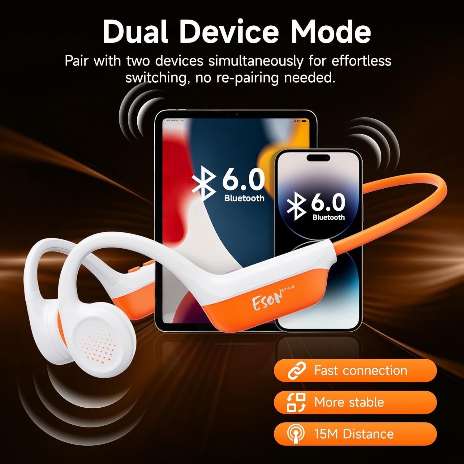 Auriculares de Conducción Ósea Bluetooth 6.0 IPX7 10H para Deportes. Nuevo