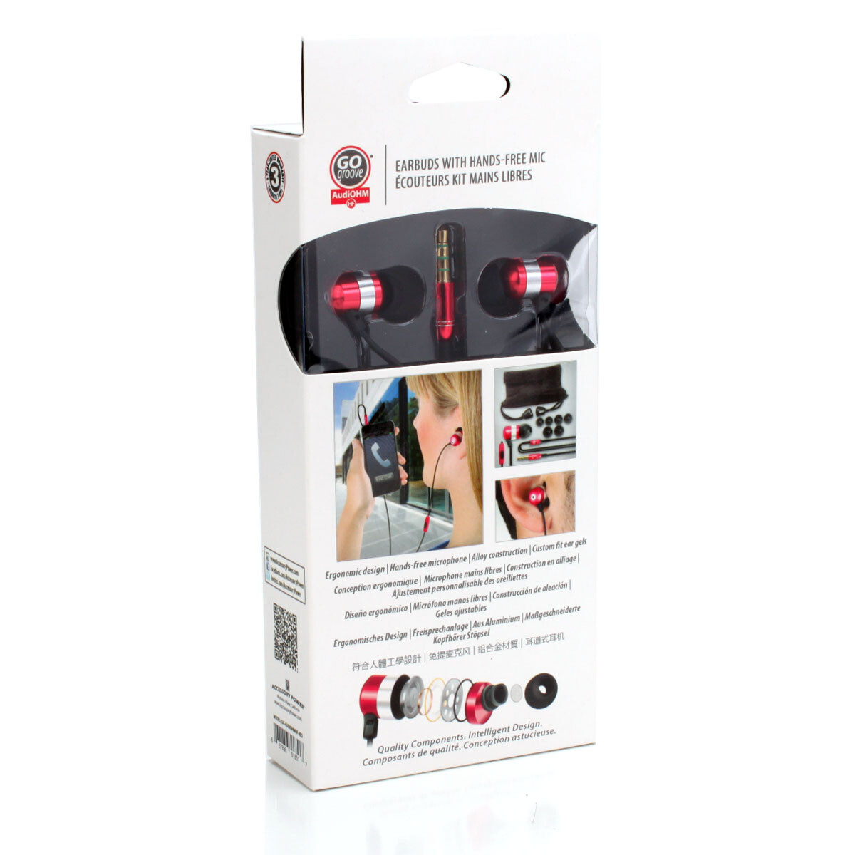 GOgroove AudiOHM HF Noise Isolating Earphone Headset with Built-in Microphone