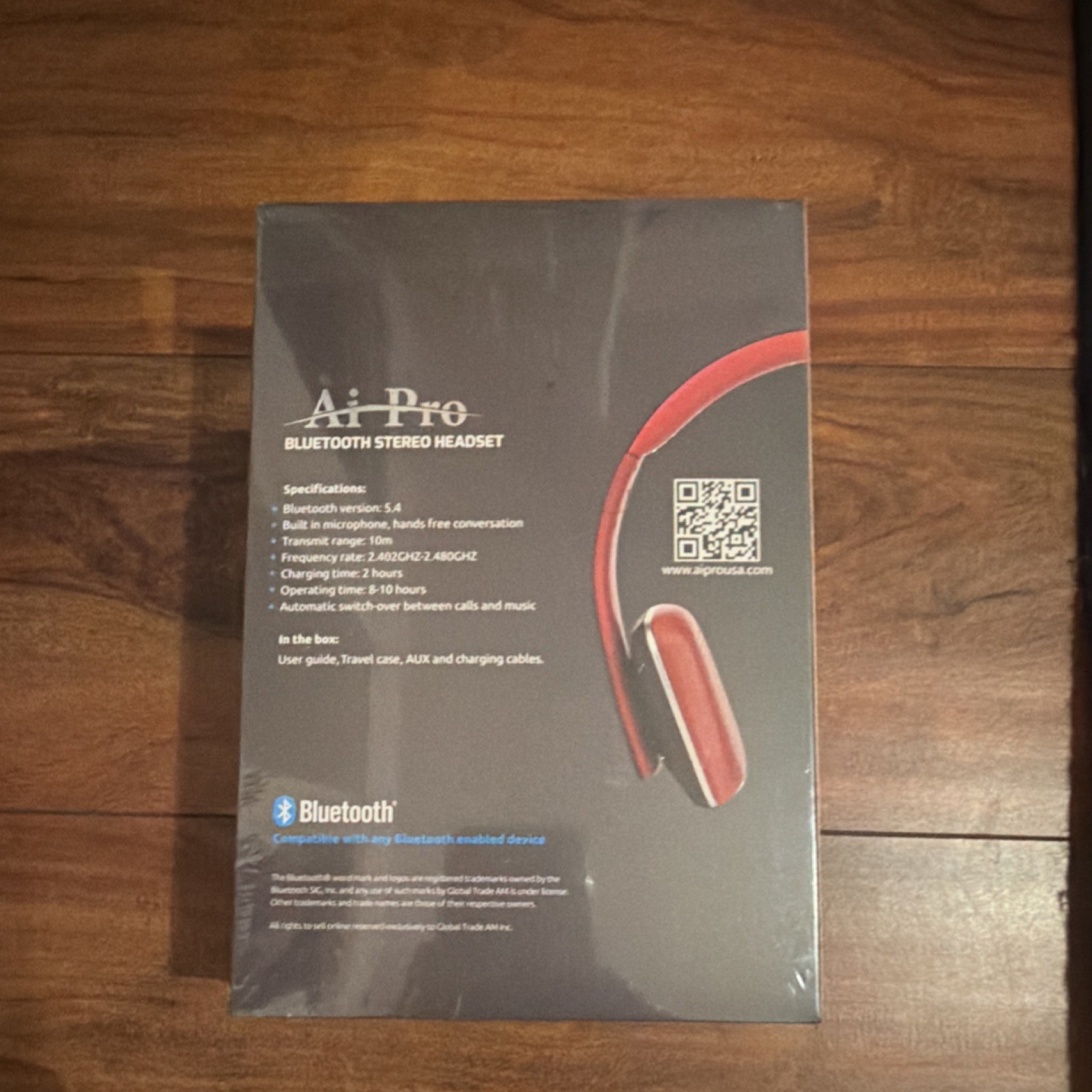 Ai Pro AiPro-200 Plus Bluetooth Noise Canceling Headband Headset Black Red