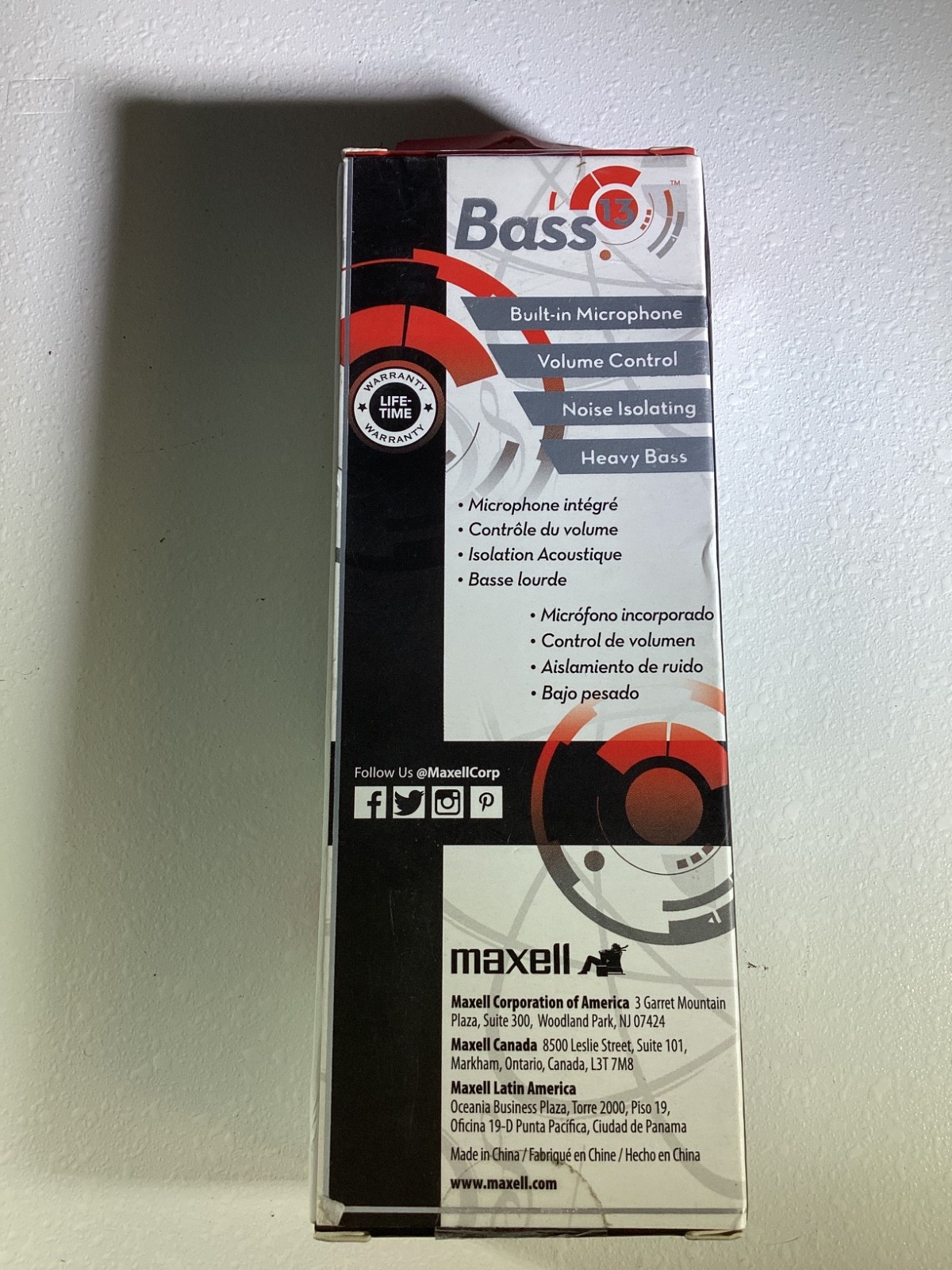 Maxell 199600 Bass 13 Metallic In Ear Earbuds Mic/Vol Control Brand New Sealed