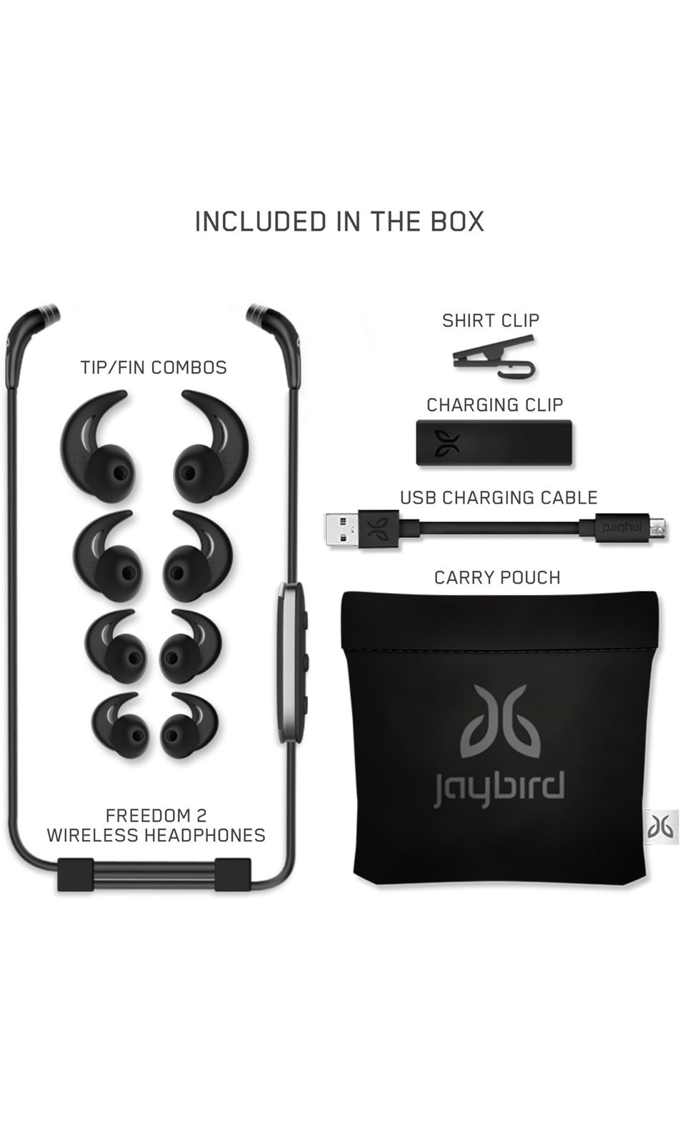Jaybird FREEDOM 2 In-Ear Wireless Bluetooth Sport Headphones with SpeedFit Black