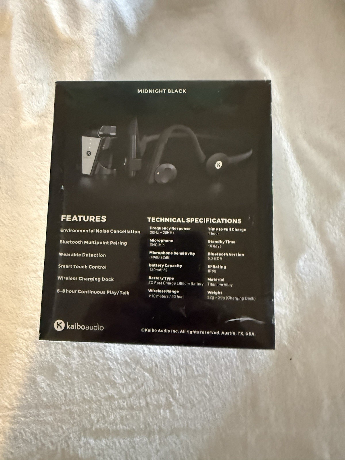 Kaibo Audio Kaibo Flex Bone Conduction Bluetooth Ear-Hook Headphones Black