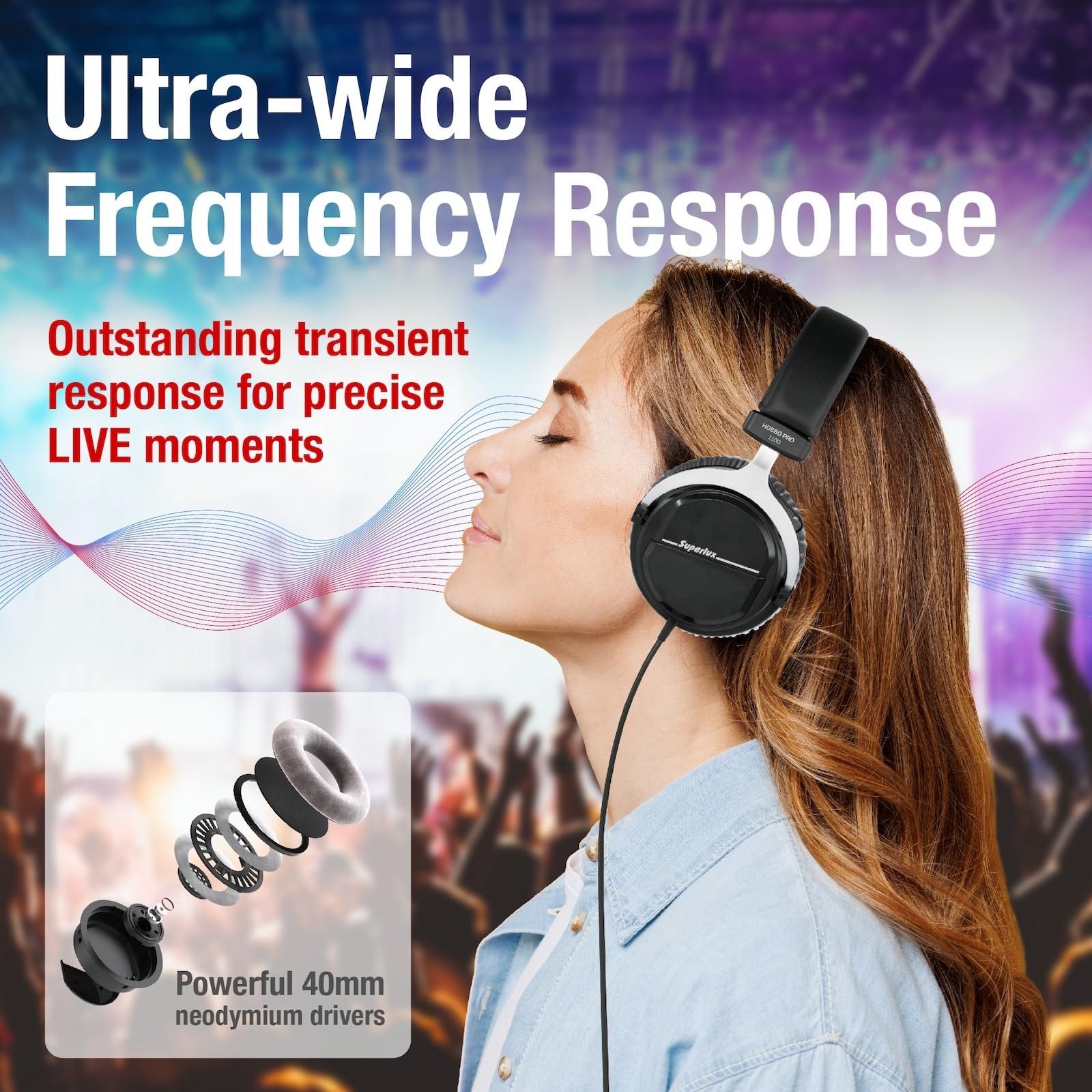 Superlux HD 660PRO 32 OHM Studio Headphones Wired