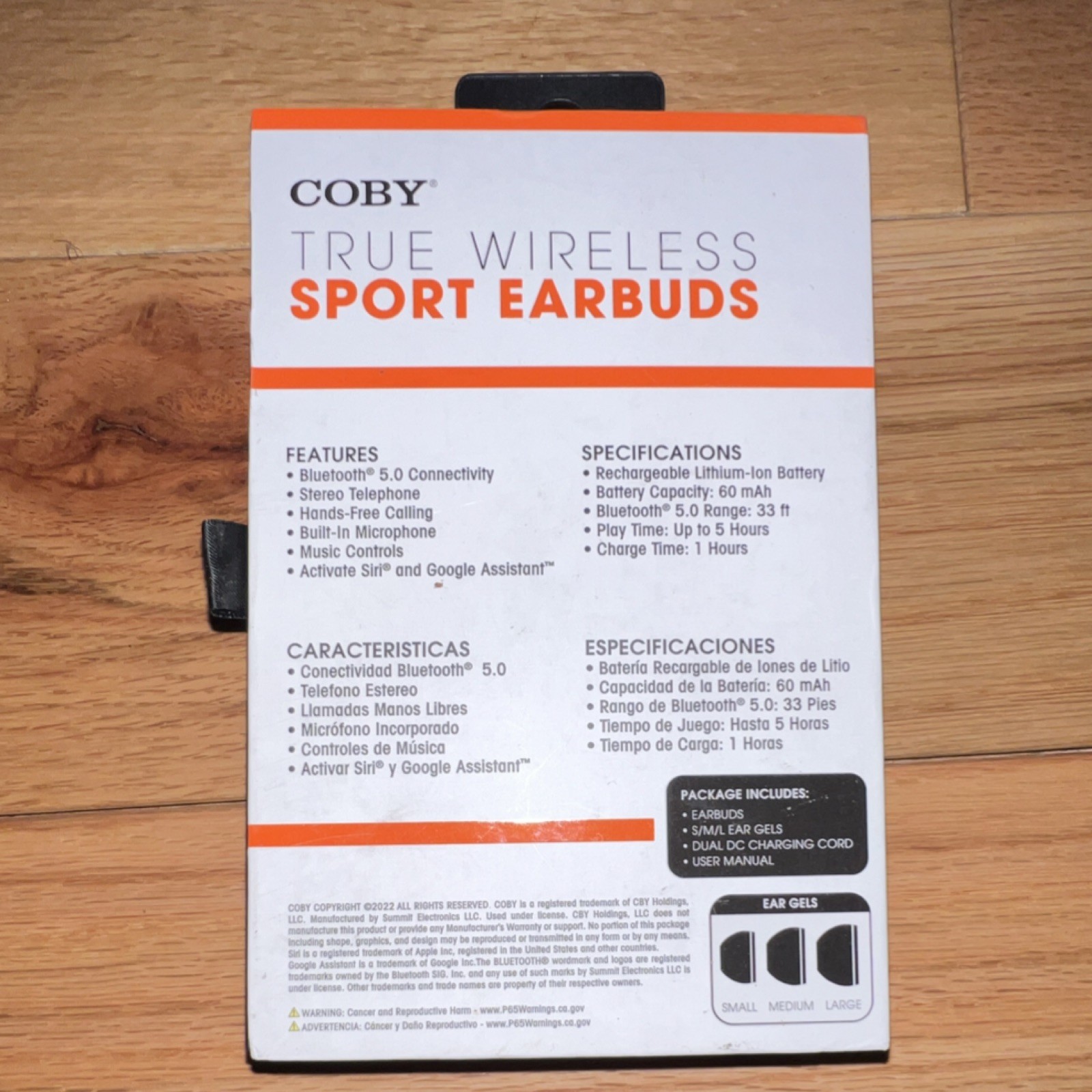 Coby True Wireless Sport Earbuds Bluetooth 5.0 Sweat-Proof Ear-Hook Black