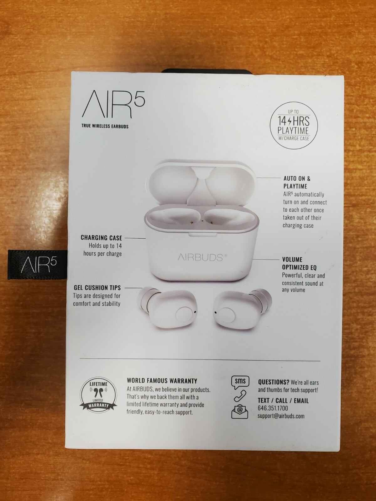 True Wireless AirBuds Air5 Ear Buds White 14 Hours Play Time Bluetooth 1422-R6P5