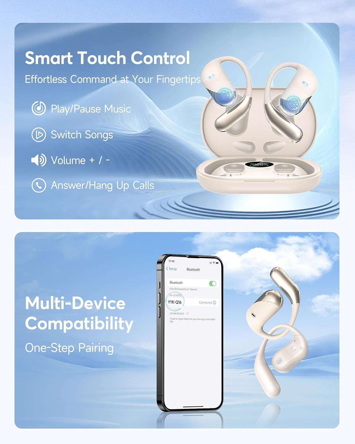 Ultra Open Ear Headphones, over Ear Bluetooth Bone Conduction Earbuds | Bluetoot