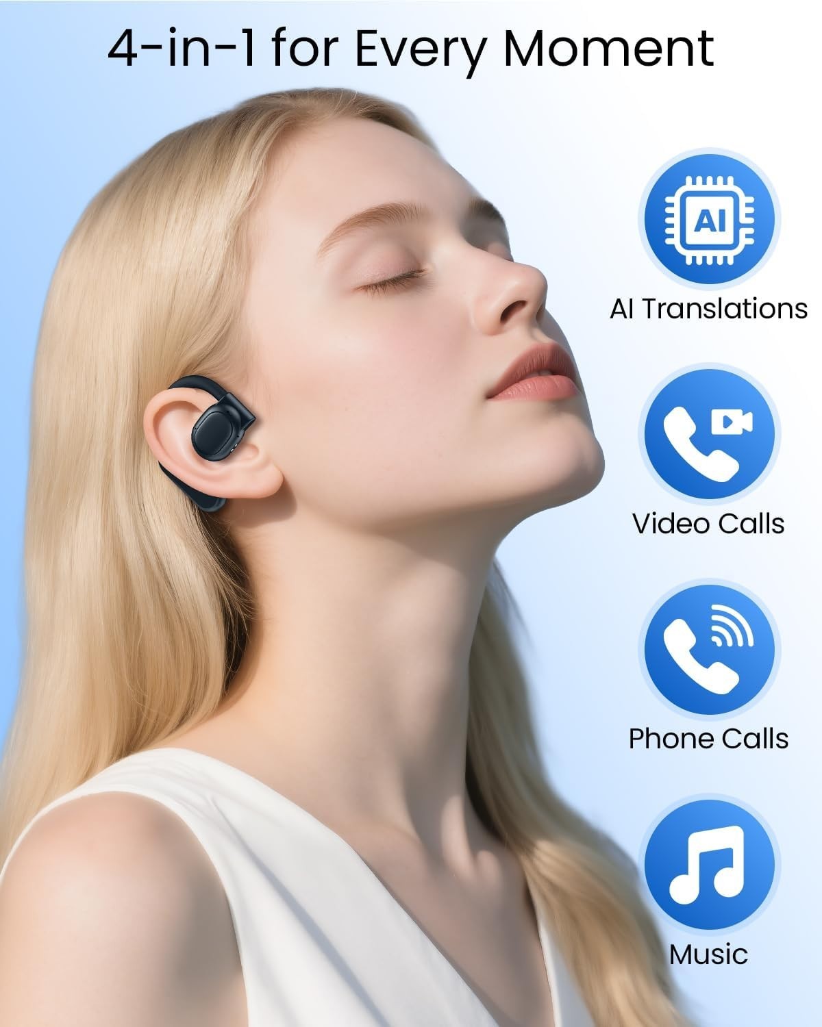 AI Translation Earbuds Real Time 164 Languages 80H Playtime Translator Ear Bu…